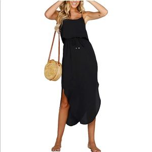 Women's Adjustable Strappy Split Midi Dress